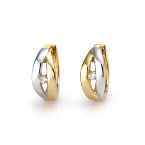 Sterling Silver Huggies - Gold-plated Shiny Silver - One CZ